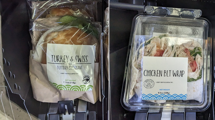 sandwiches and wraps in vending machine