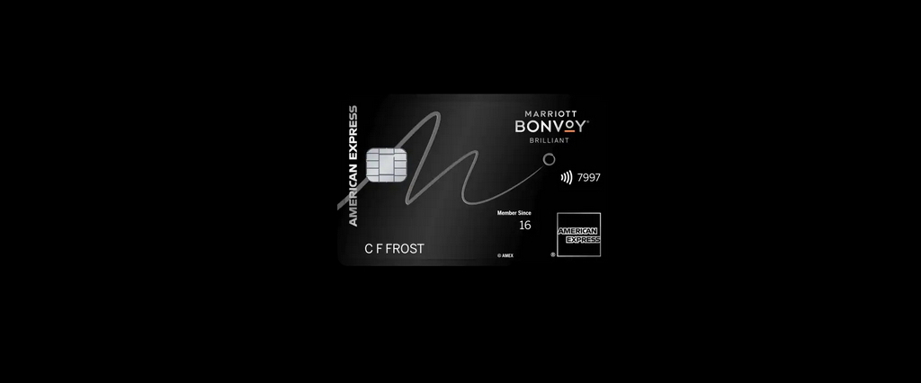 American Express Marriott Bonvoy Brilliant credit card on black background.