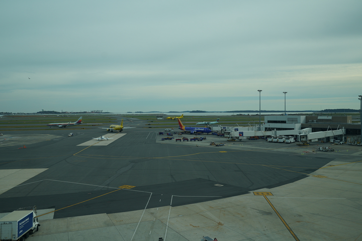 view of runways and ramp area.