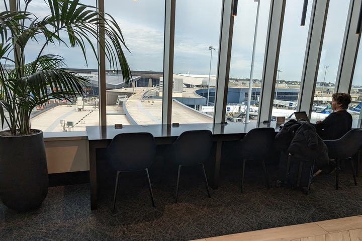 seating area with full window views outside.