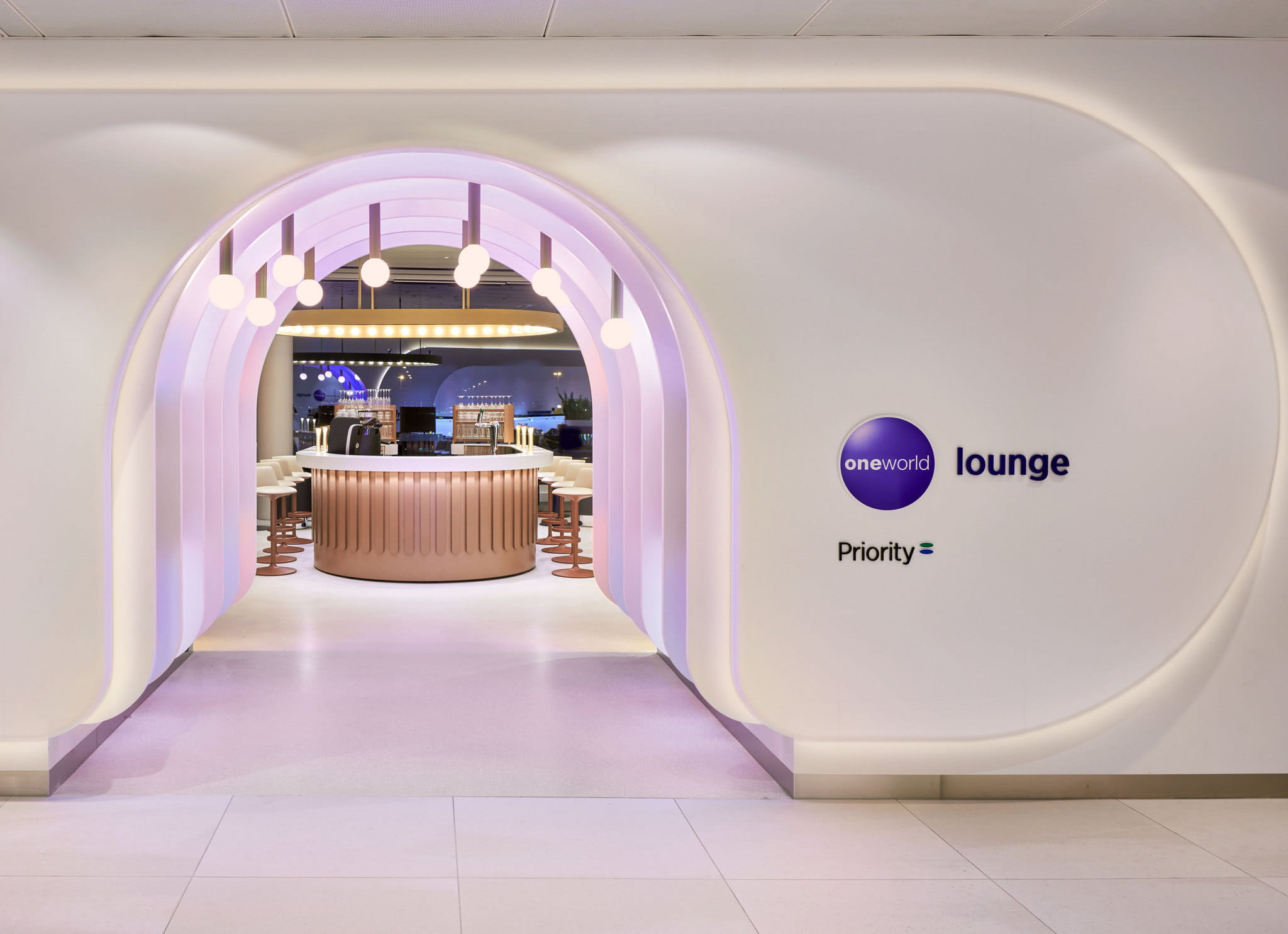 entrance to the oneworld lounge in Amsterdam.