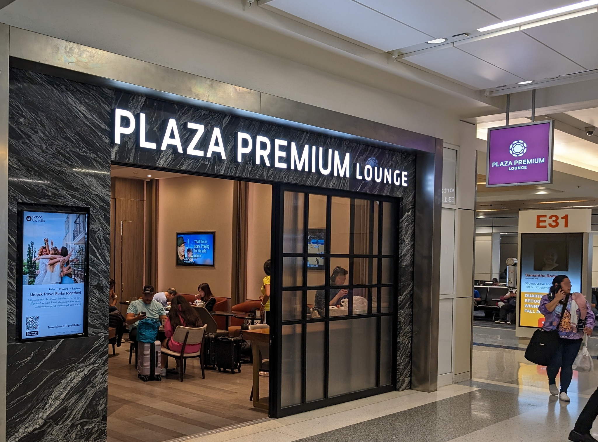 Front entrance of the Plaza Premium Lounge DFW.