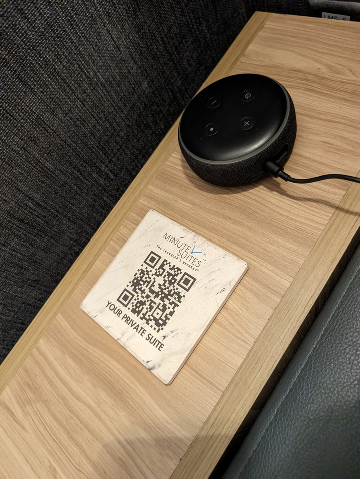 Side table with Alexa.
