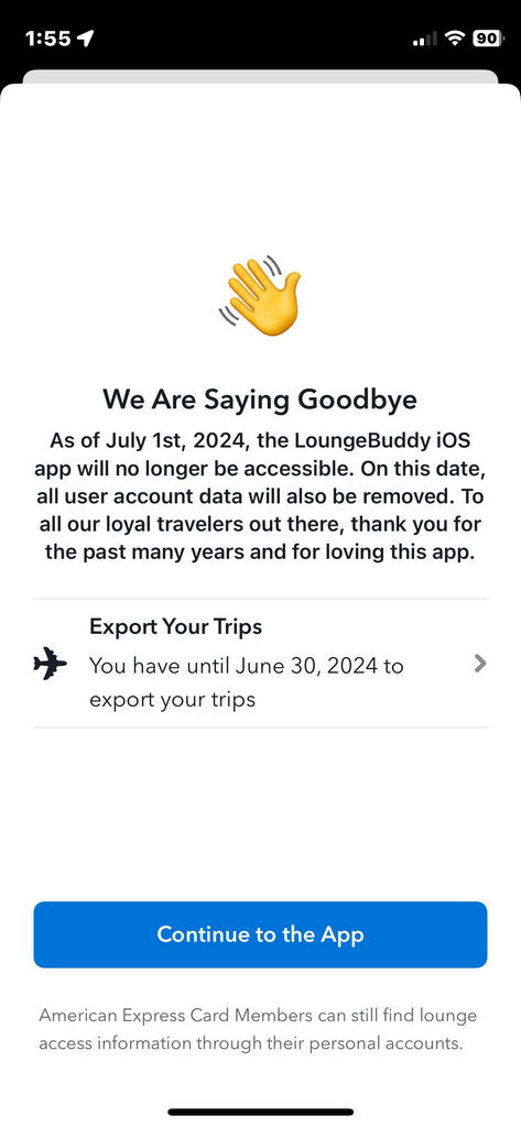 message showing the app will be no longer available after July 1, 2024.