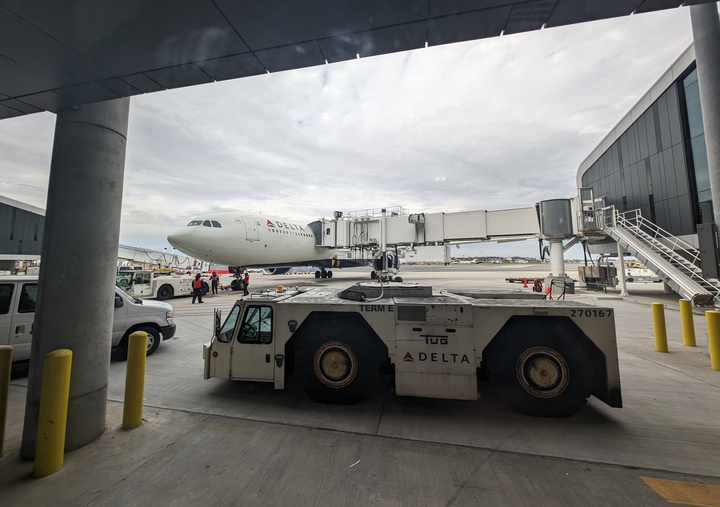 ramp area under terminal E, bus area.