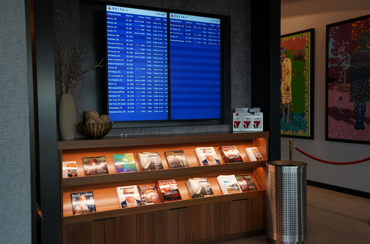 flight information board showing delta flights.