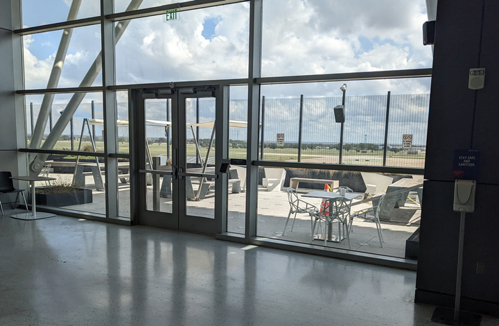 Austin-Bergstrom airport entrance to patio