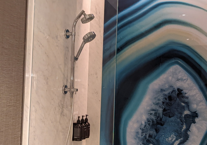 private shower with art background