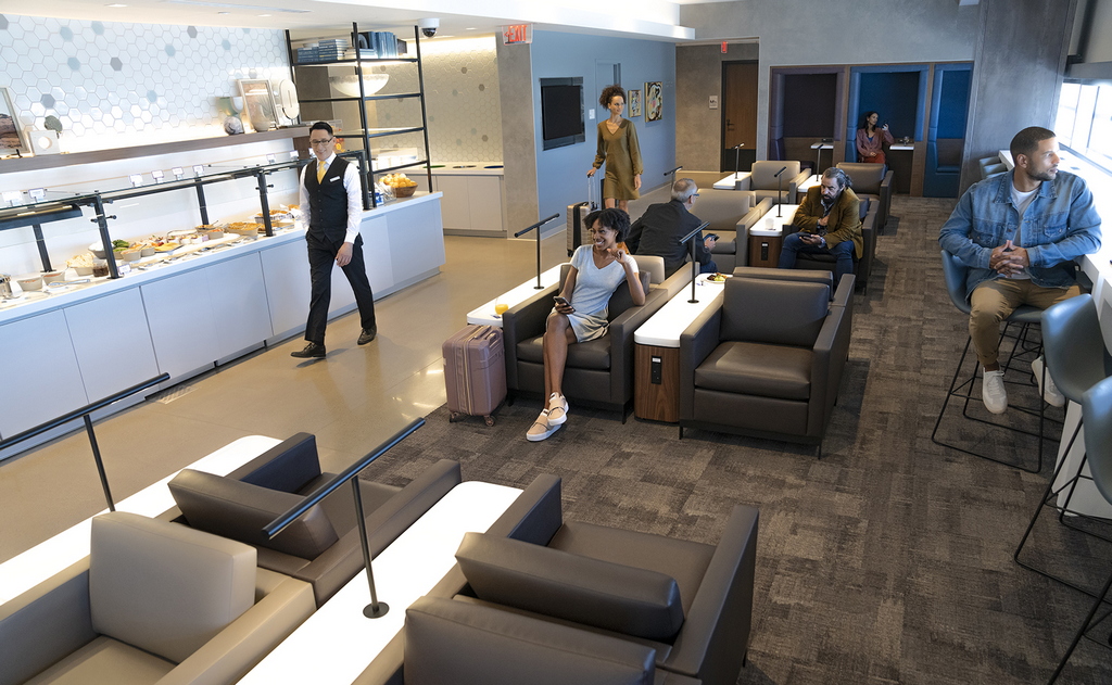 seating area in the United Club PHX