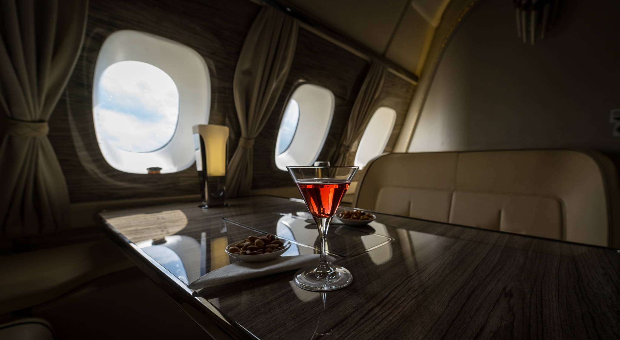 business class table on private plane