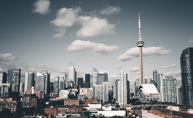 Airport with CN tower in the background.