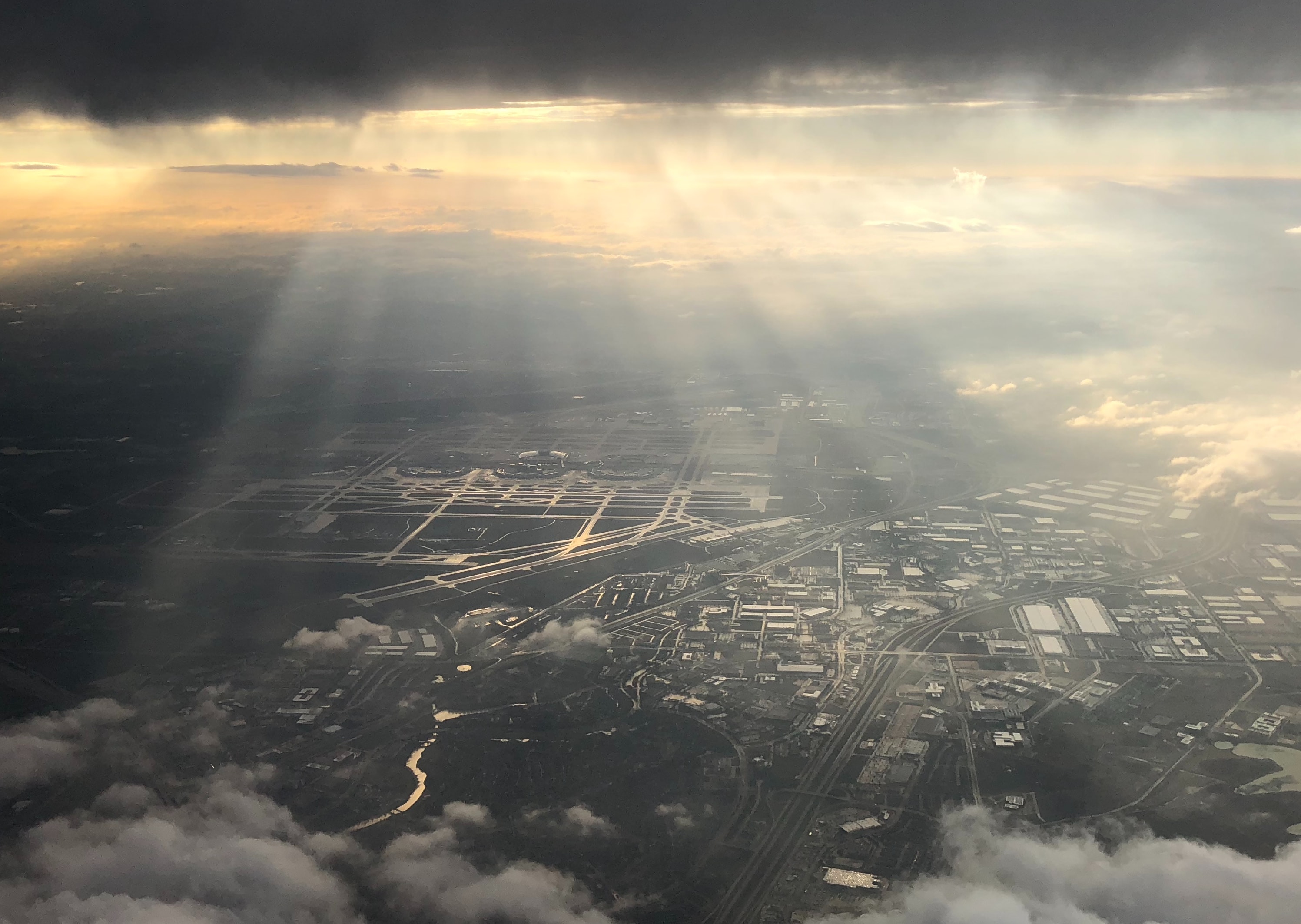 dfw airport with clouds