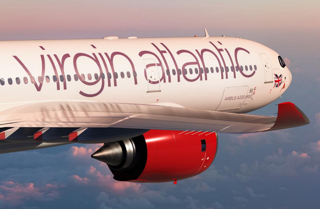 virgin atlantic A330 plane flying