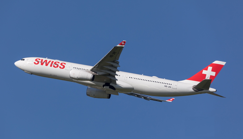 SWISS airlines plane flying